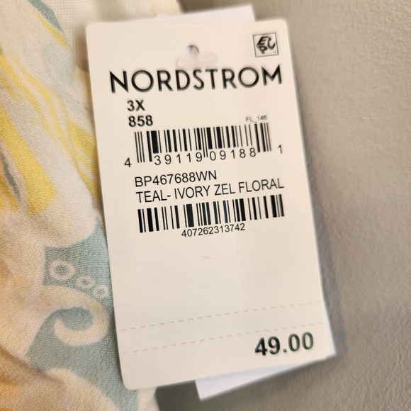 BP. Nordstrom NWT Teal Ivory Zel Floral Halter Slipdress - Picture 3 of 11